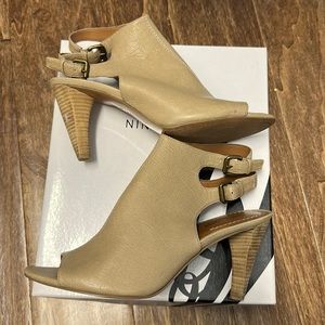 Nine West Open Toe Leather Booties